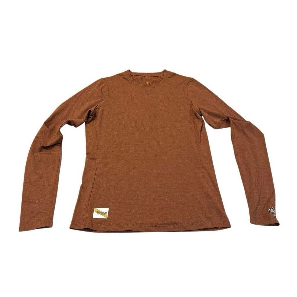 Tracksmith Shirt Womens XS Orange Brown Long Sleeve Running Performance Crewneck
